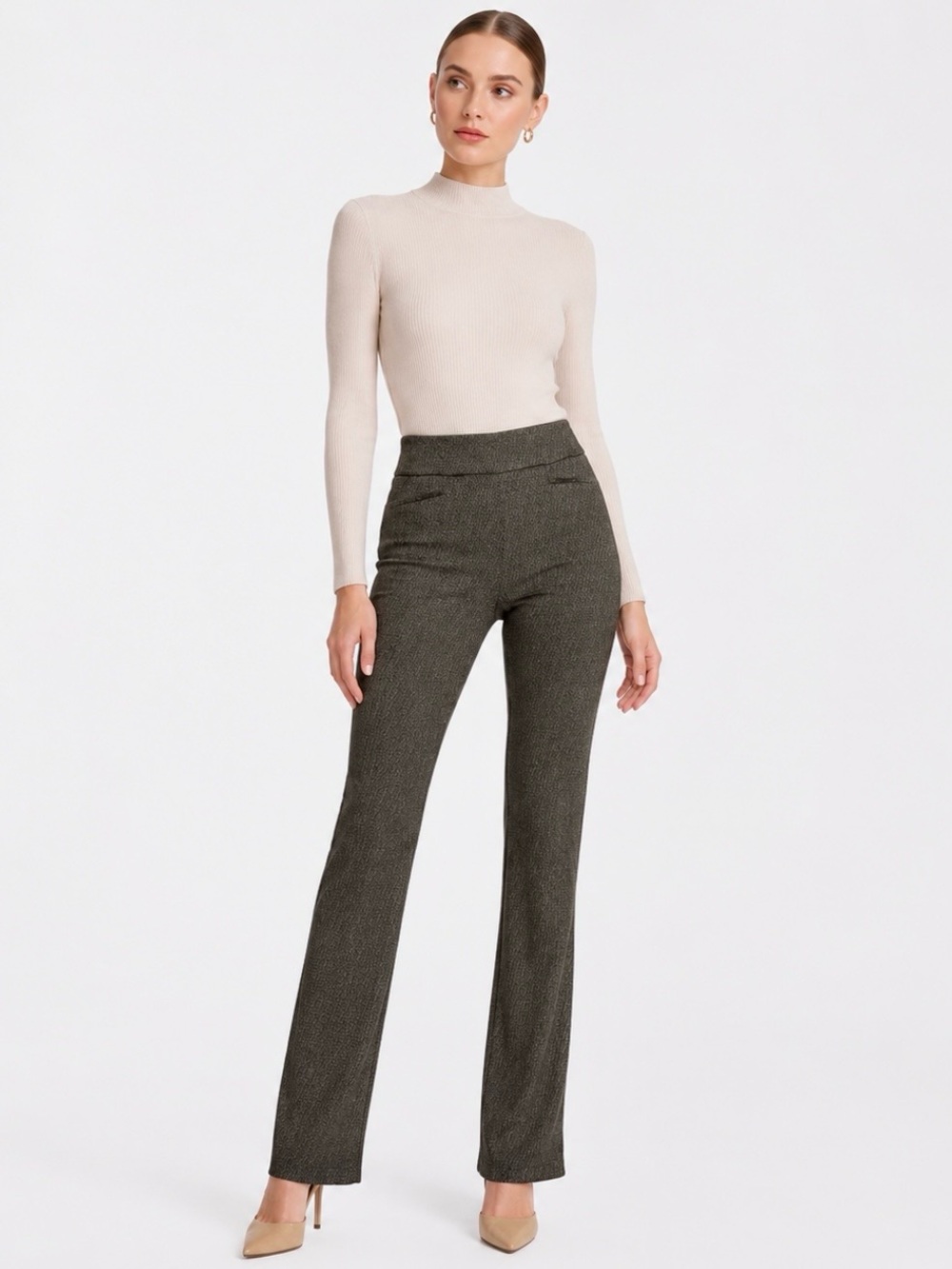 7th Avenue New York & Company Black & White Pull On Tall Pants Small